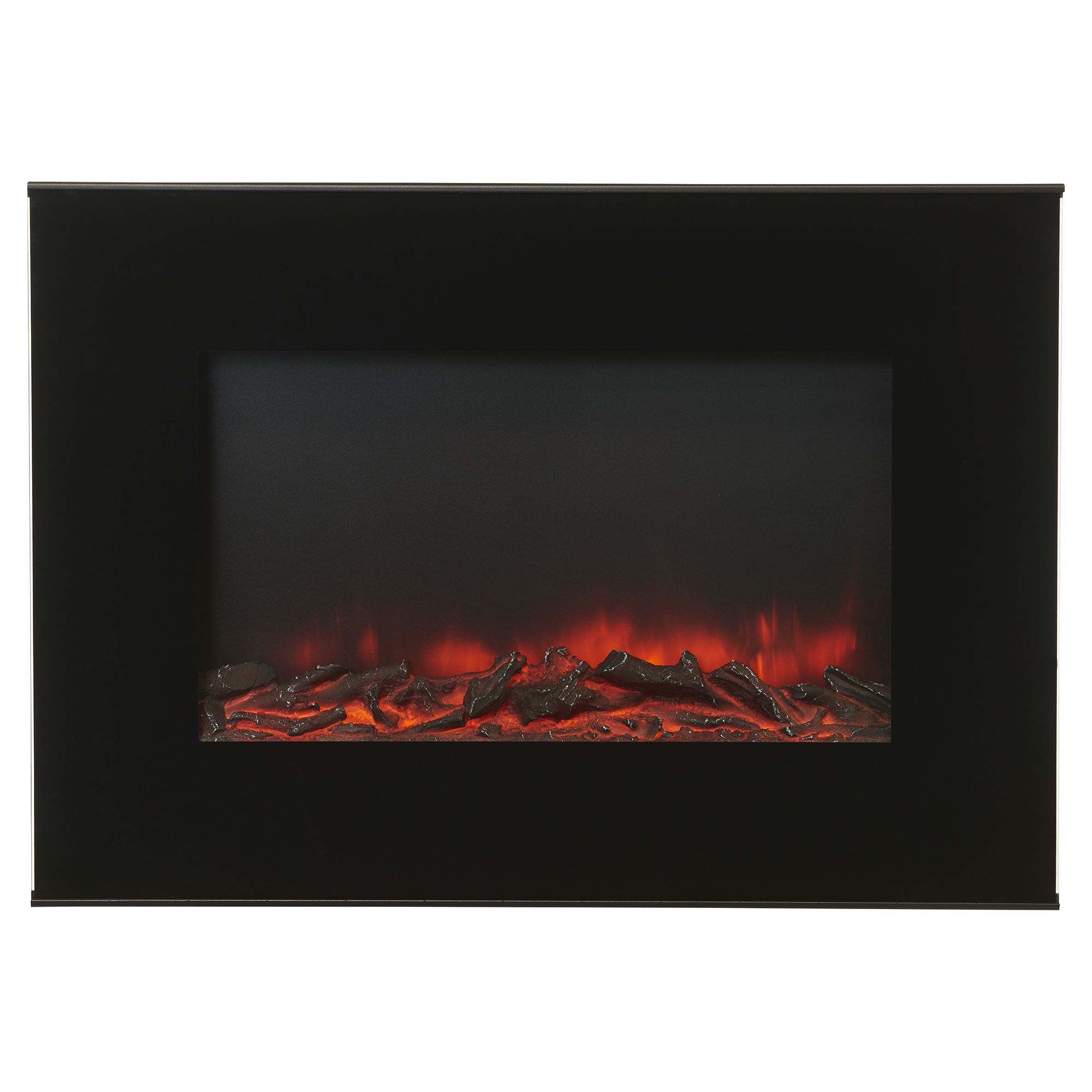 Lingga 1.9kW Black Glass effect Wall-mounted Fire (H)460mm (W)655mm (D)135mm