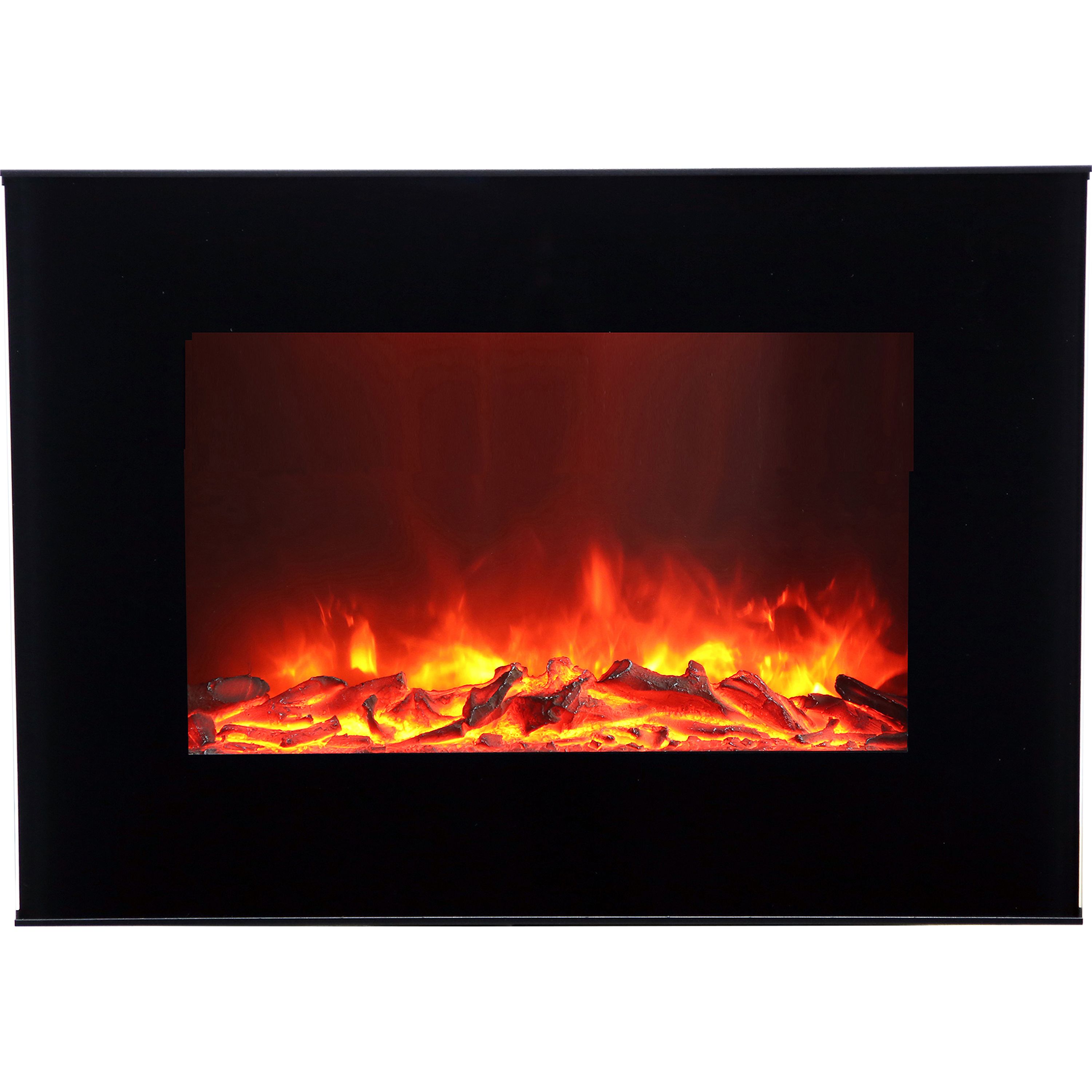 Lingga 1.9kW Black Glass effect Wall-mounted Fire (H)460mm (W)655mm (D)135mm