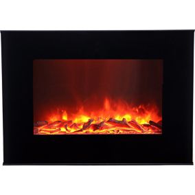 Lingga Contemporary 1.9kW Black Glass effect Electric Fire