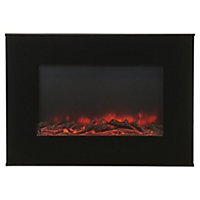 Lingga Flat glass front panel Black Glass effect Electric Fire
