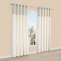 Linnet Limestone Panelled Lined Eyelet Curtains (W)167cm (L)228cm, Pair