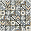 Lisbon Blue & taupe Matt Geometric Glass 2x2 Mosaic tile, (L)300mm (W)300mm
