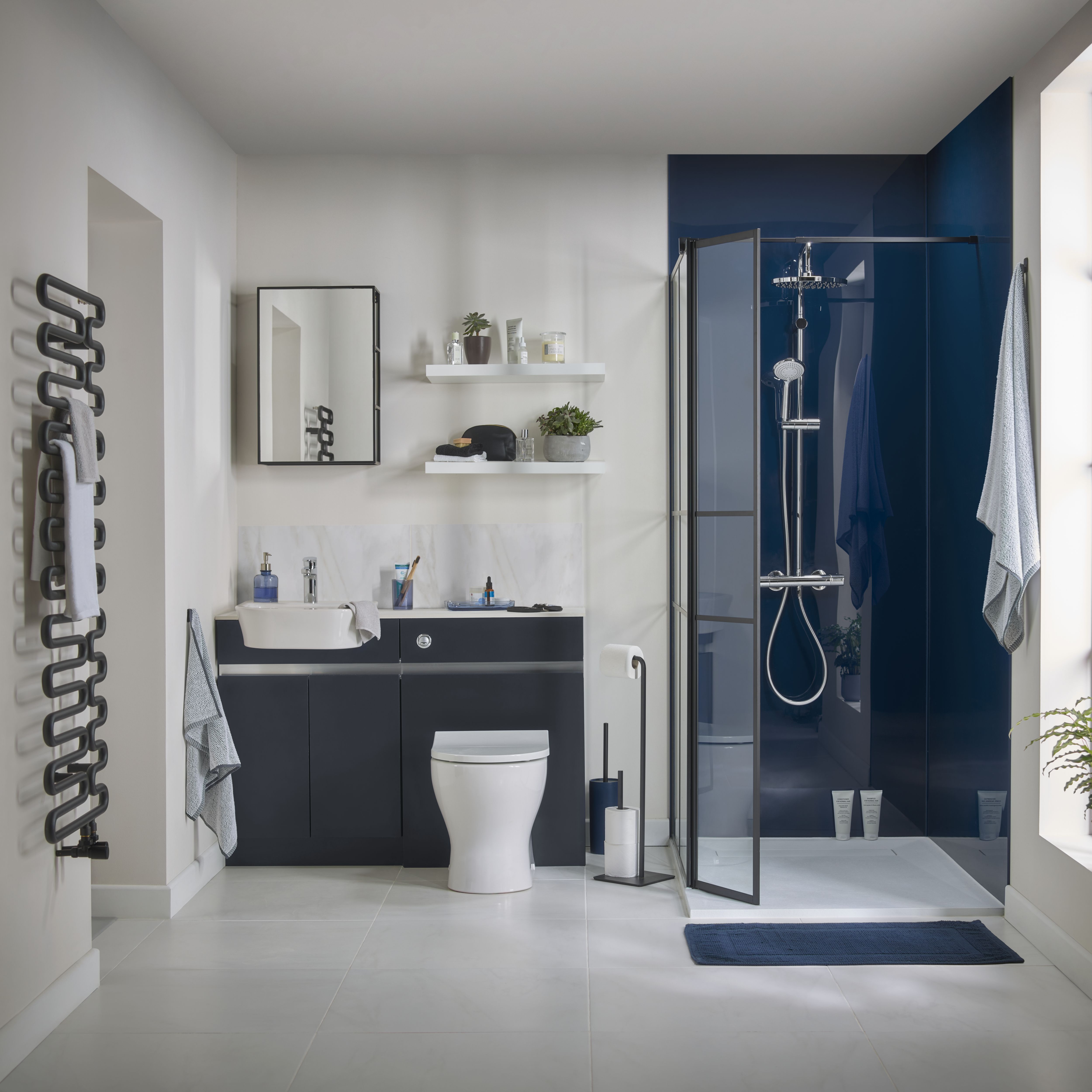 Lismore Matt Blue Rectangular Plinth (L)2400mm