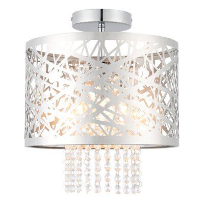 Lisotta Brushed Acrylic & steel Chrome effect 3 Lamp LED Ceiling light