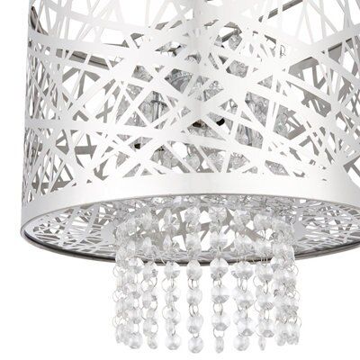 Lisotta Brushed Acrylic & steel Chrome effect 3 Lamp LED Ceiling light