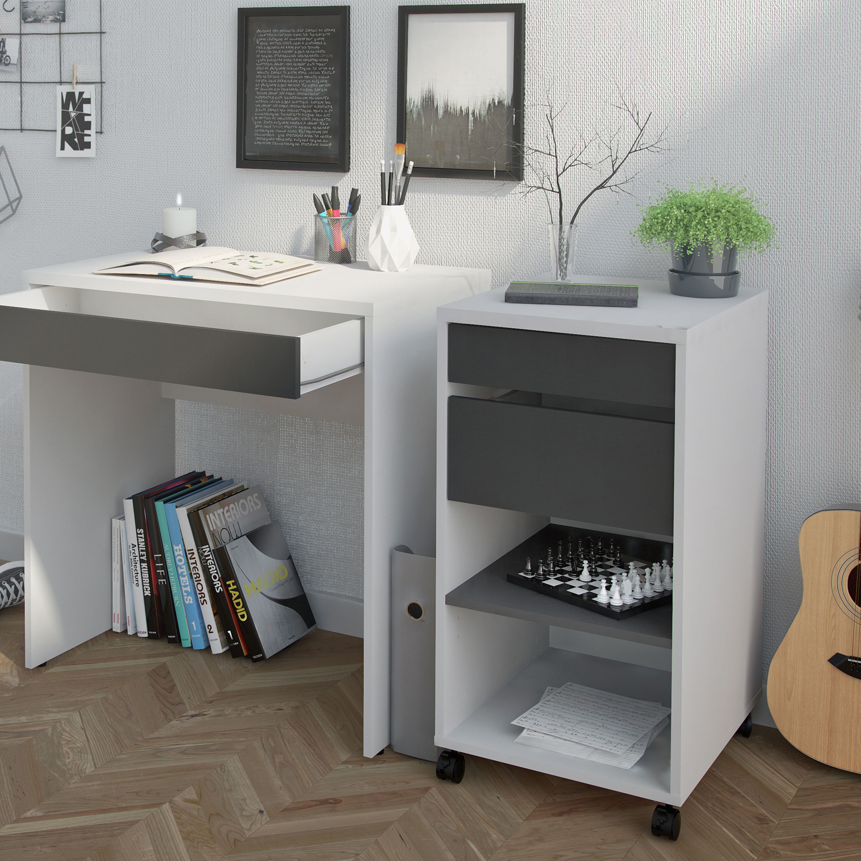 Liten White & Grey 2 drawer unit