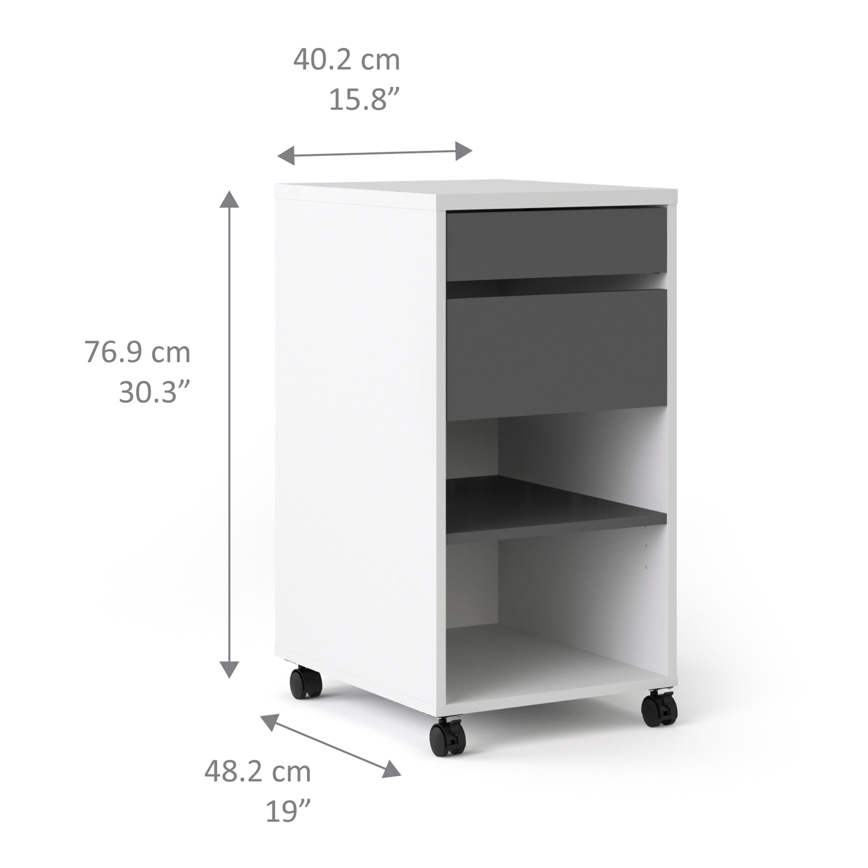 Liten White & Grey 2 drawer unit