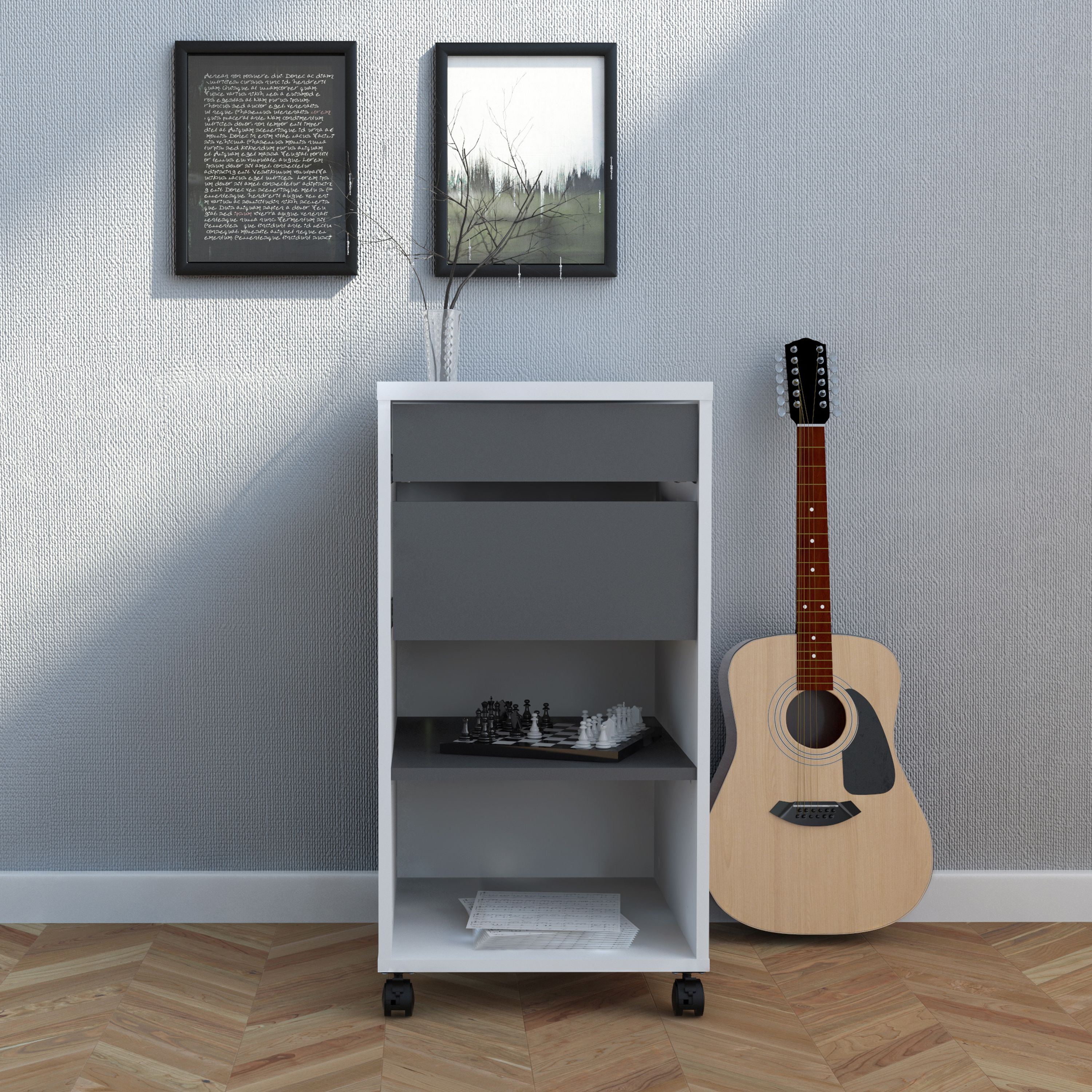Liten White & Grey 2 drawer unit