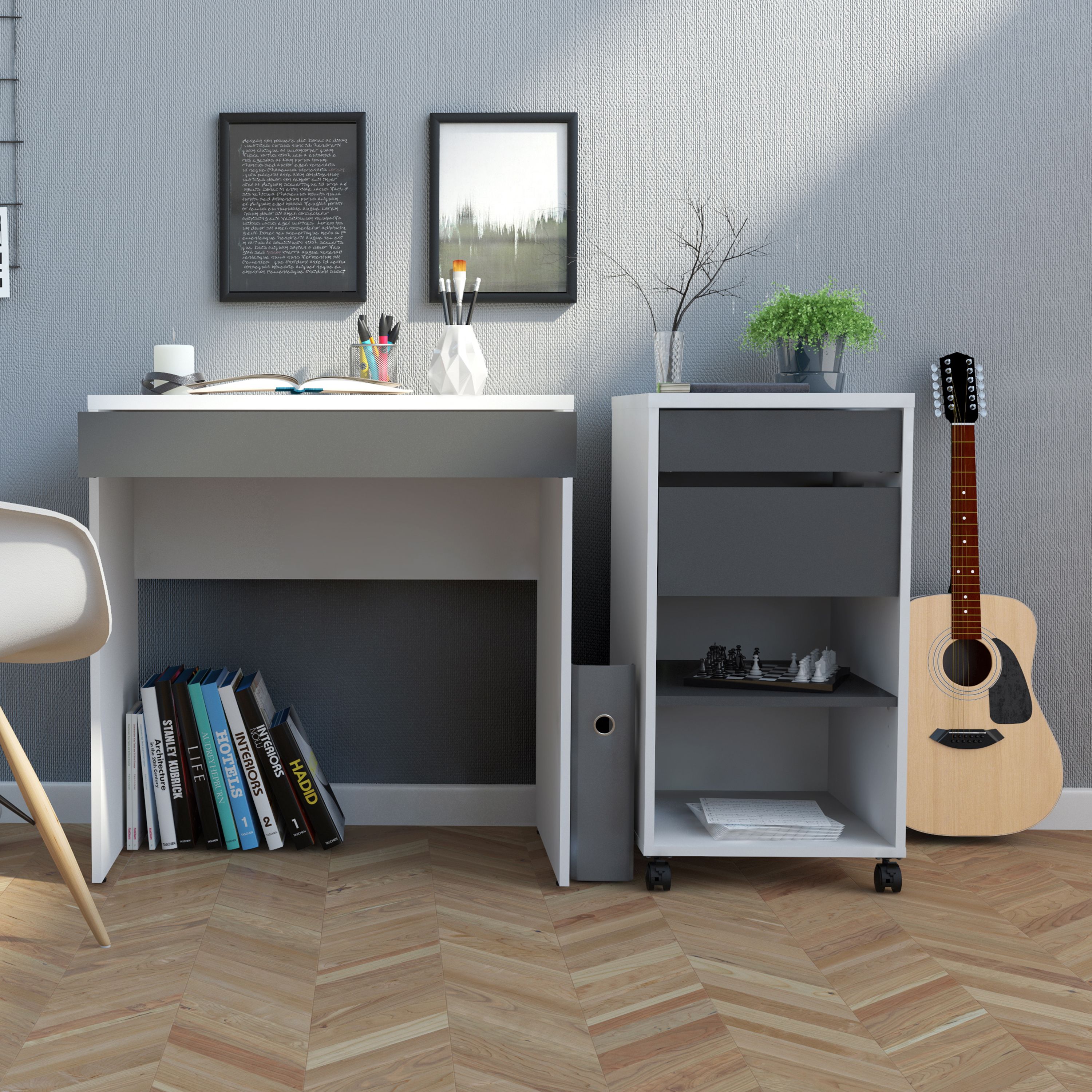 Liten White & Grey 2 drawer unit