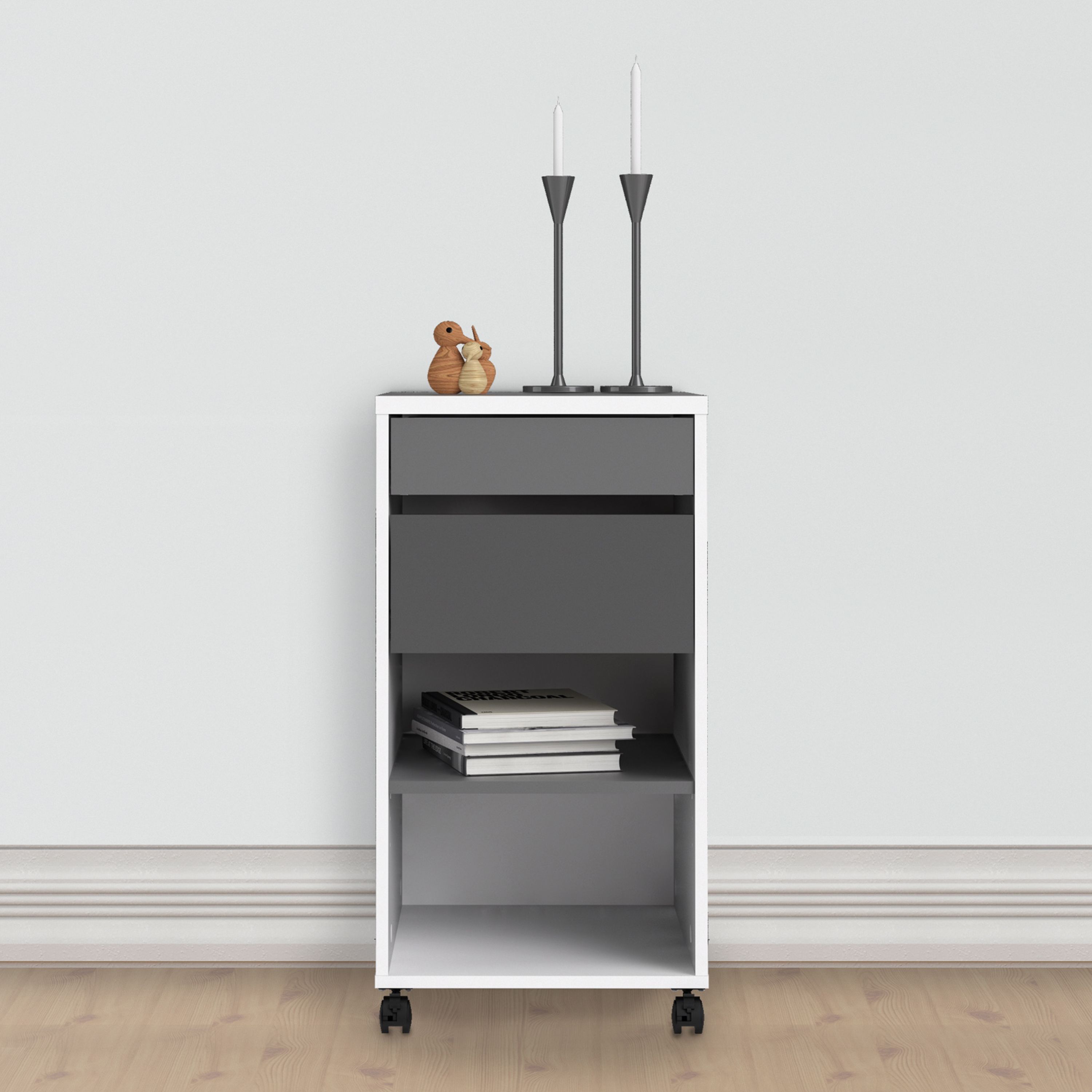Liten White & Grey 2 drawer unit
