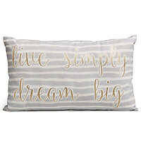 Live simple dreams Grey & white Cushion