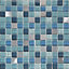 Lizon Blue Aluminium & glass Mosaic tile sheet, (L)300mm (W)300mm
