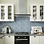 Lizon Blue Gloss Glass effect Flat Aluminium & glass Mosaic tile sheet, (L)300mm (W)300mm