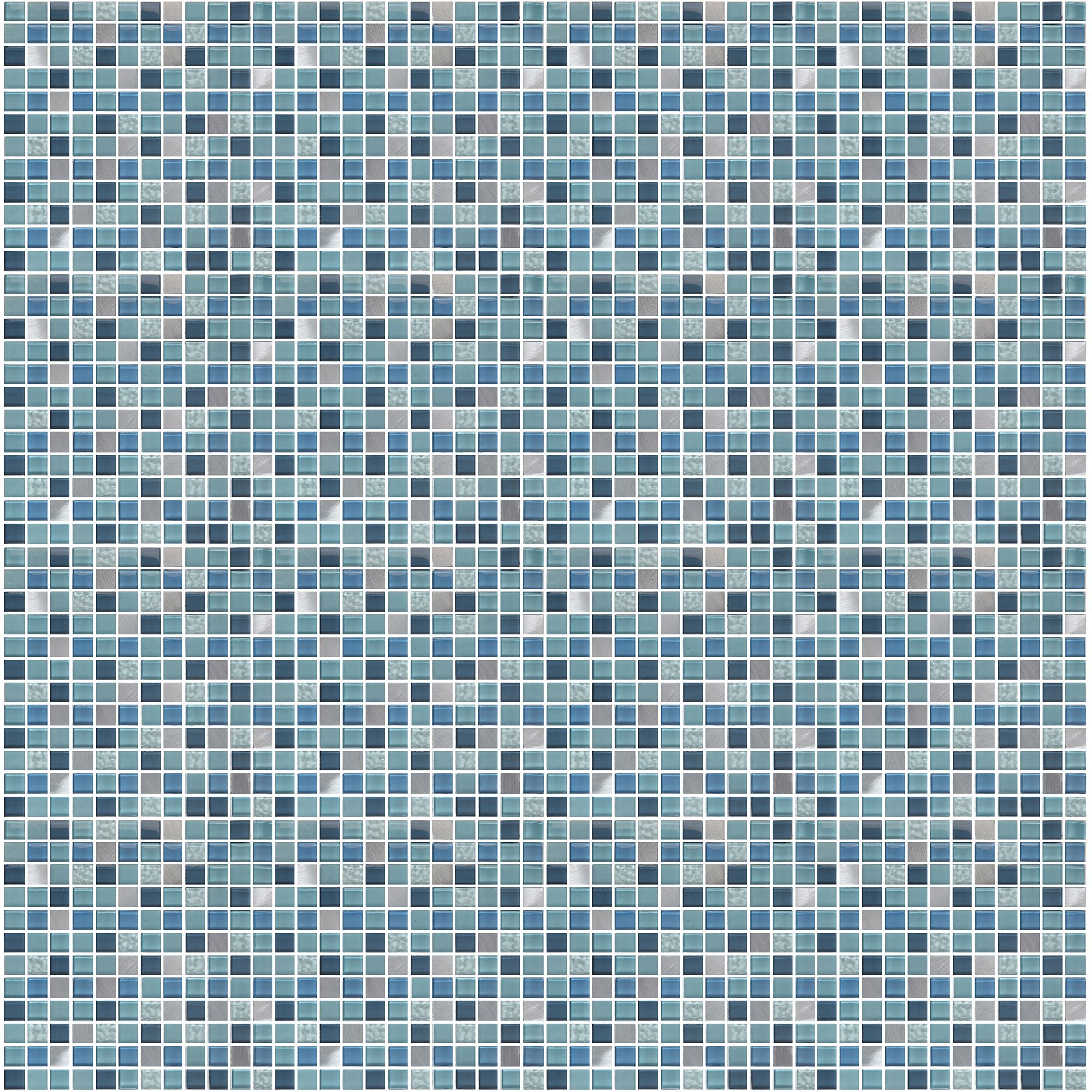 Lizon Blue Mosaic tile sheet (L)300mmAluminium & glass - 4