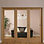 Lockwood 1 panel 1 Lite Glazed Shaker Oak veneer Internal Tri-fold Door set, (H)2035mm (W)2146mm