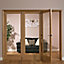 Lockwood 1 panel 1 Lite Glazed Shaker Oak veneer Internal Tri-fold Door set, (H)2035mm (W)2146mm