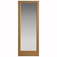 Lockwood Glazed Oak veneer Internal Door, (H)1981mm (W)686mm (T)35mm