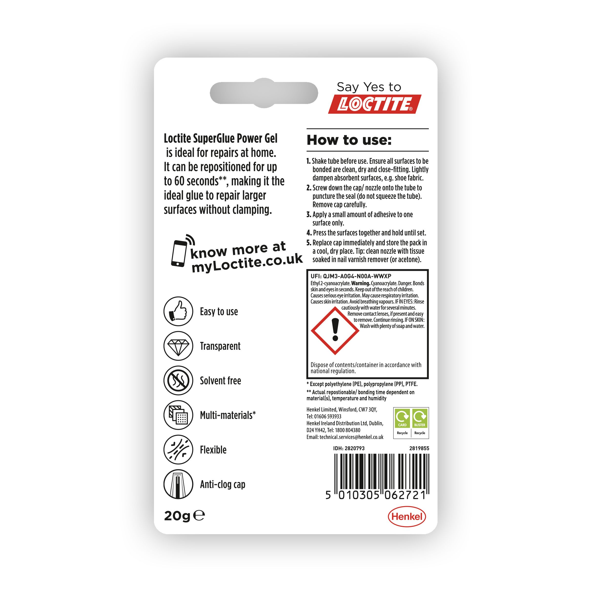 Loctite Super Glue Power Gel Mini 1g Pack of 3