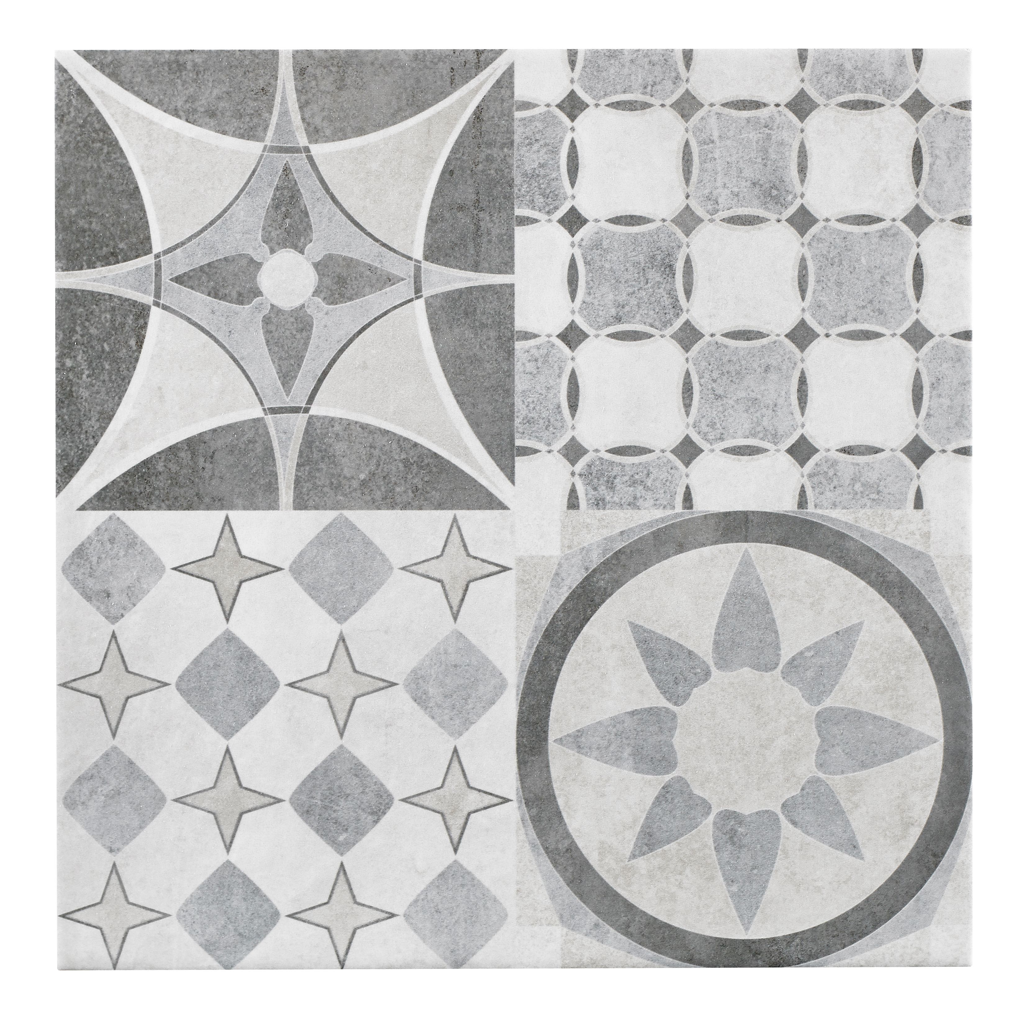 Lofthouse Grey Matt Patchwork Stone effect Ceramic Indoor Wall & floor Tile, Pack of 9, (L)333mm (W)333mm