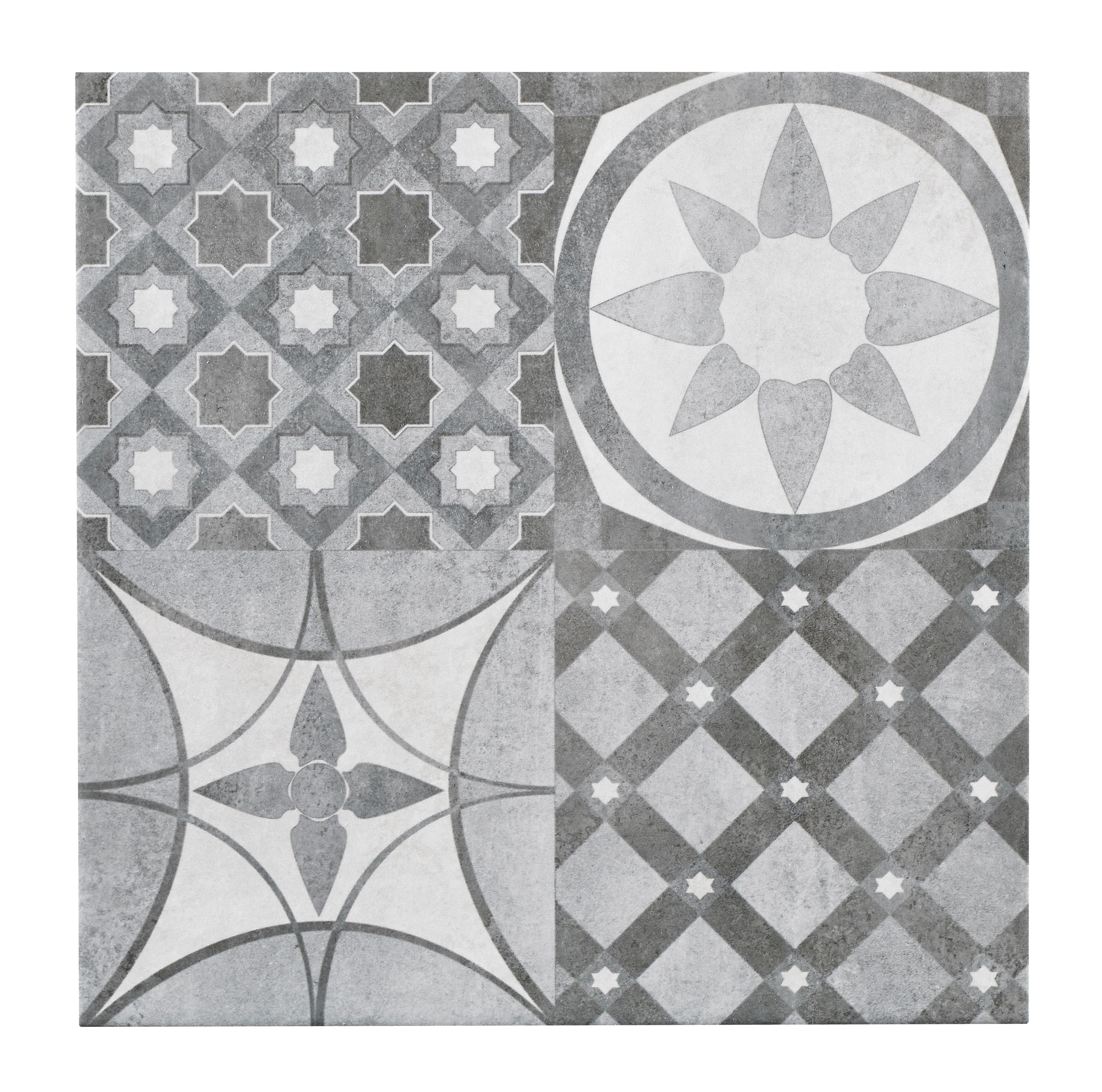Lofthouse Grey Patchwork Ceramic Wall & floor Tile - 3