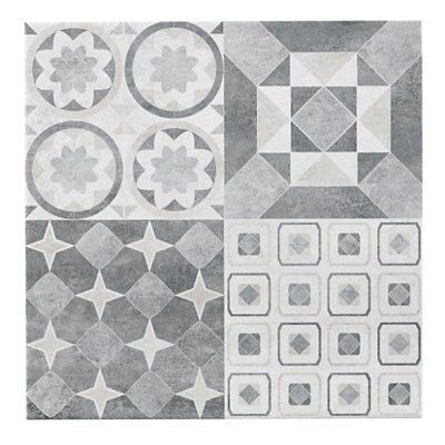 Lofthouse Grey Matt Patchwork Stone effect Ceramic Wall & floor Tile, Pack of 9, (L)331mm (W)331mm