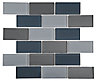 Lofthouse Petrol grey Brick Glass Mosaic tile, (L)300mm (W)300mm