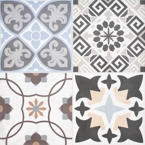 Loire Multicolour Matt Patterned Porcelain Wall & floor Tile Sample