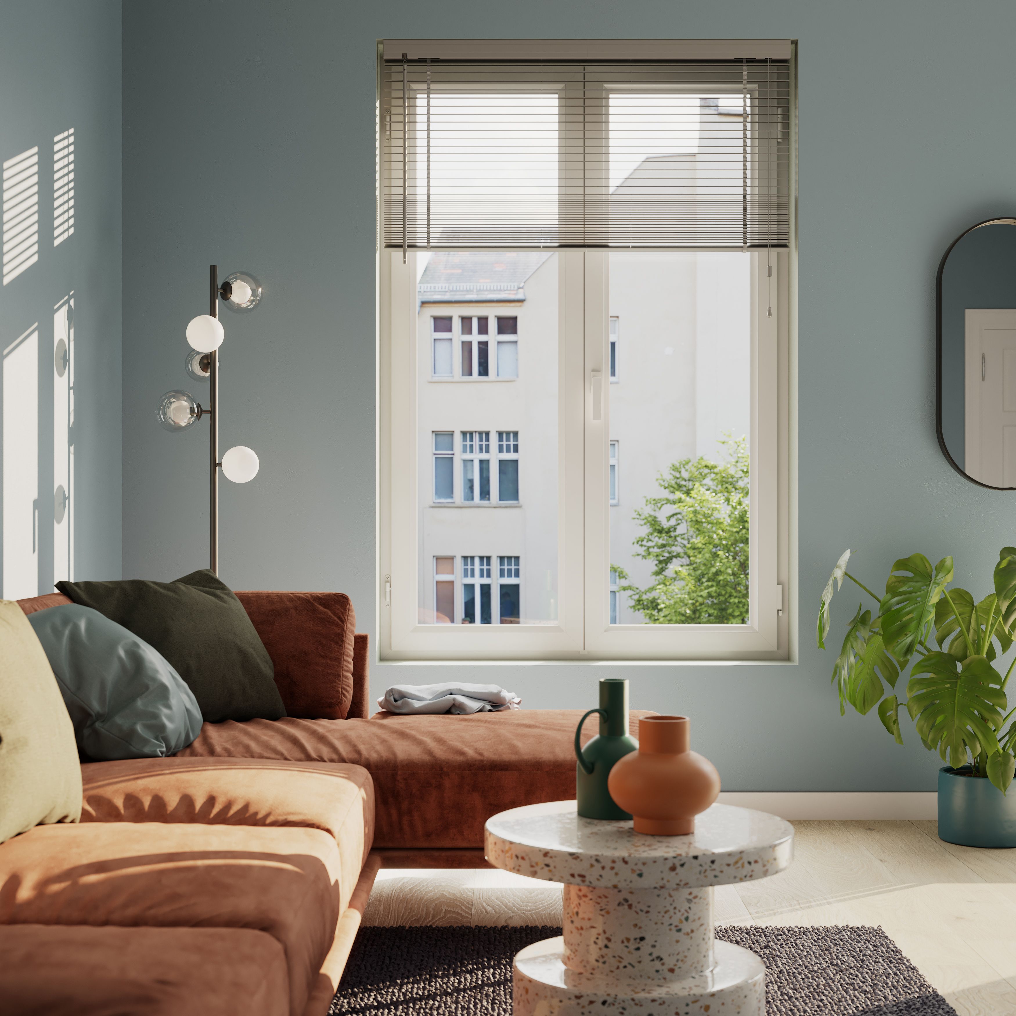 Lone Grey Woodgrain effect PVC Venetian Blind (W)180cm (L)180cm