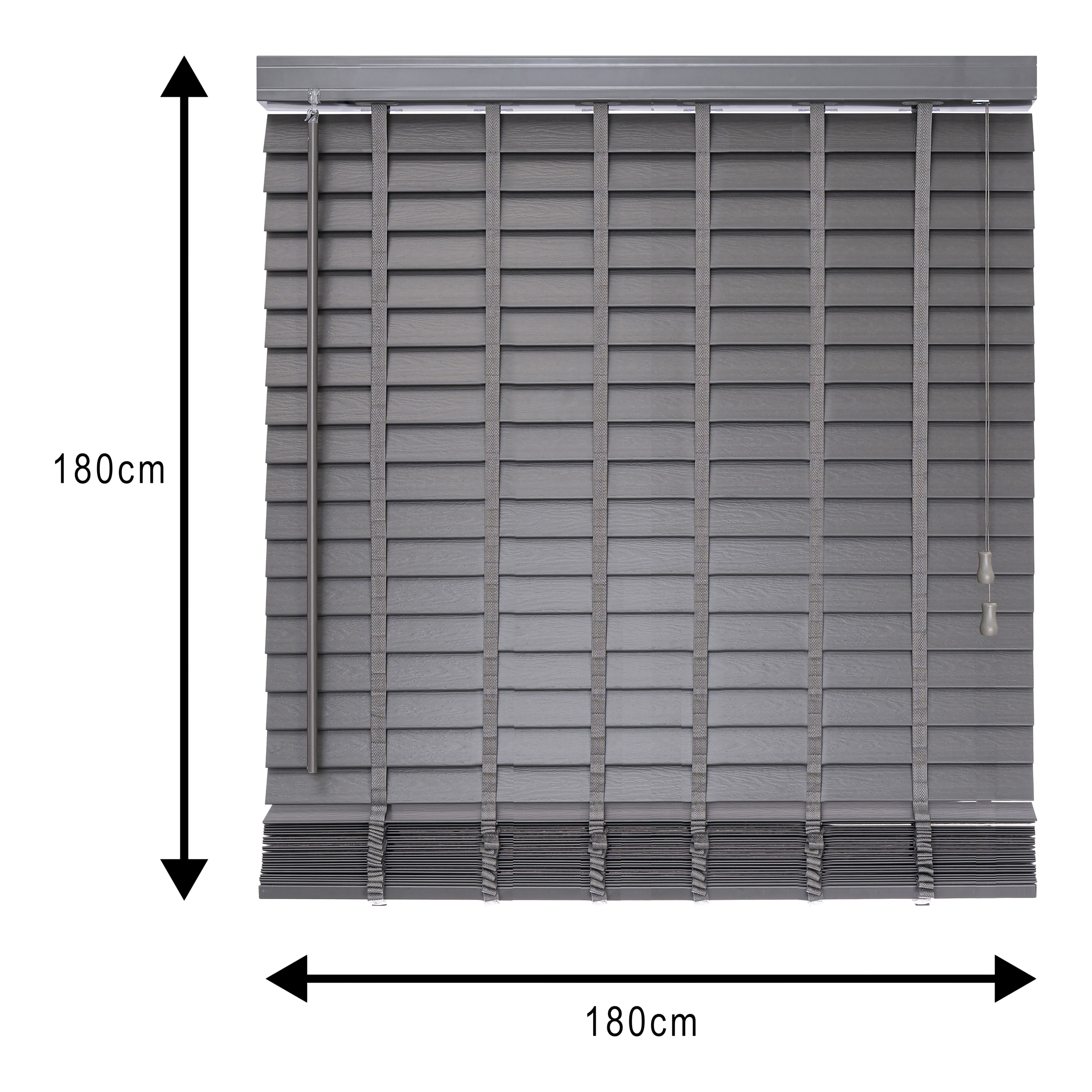 Lone Grey Woodgrain effect PVC Venetian Blind (W)180cm (L)180cm