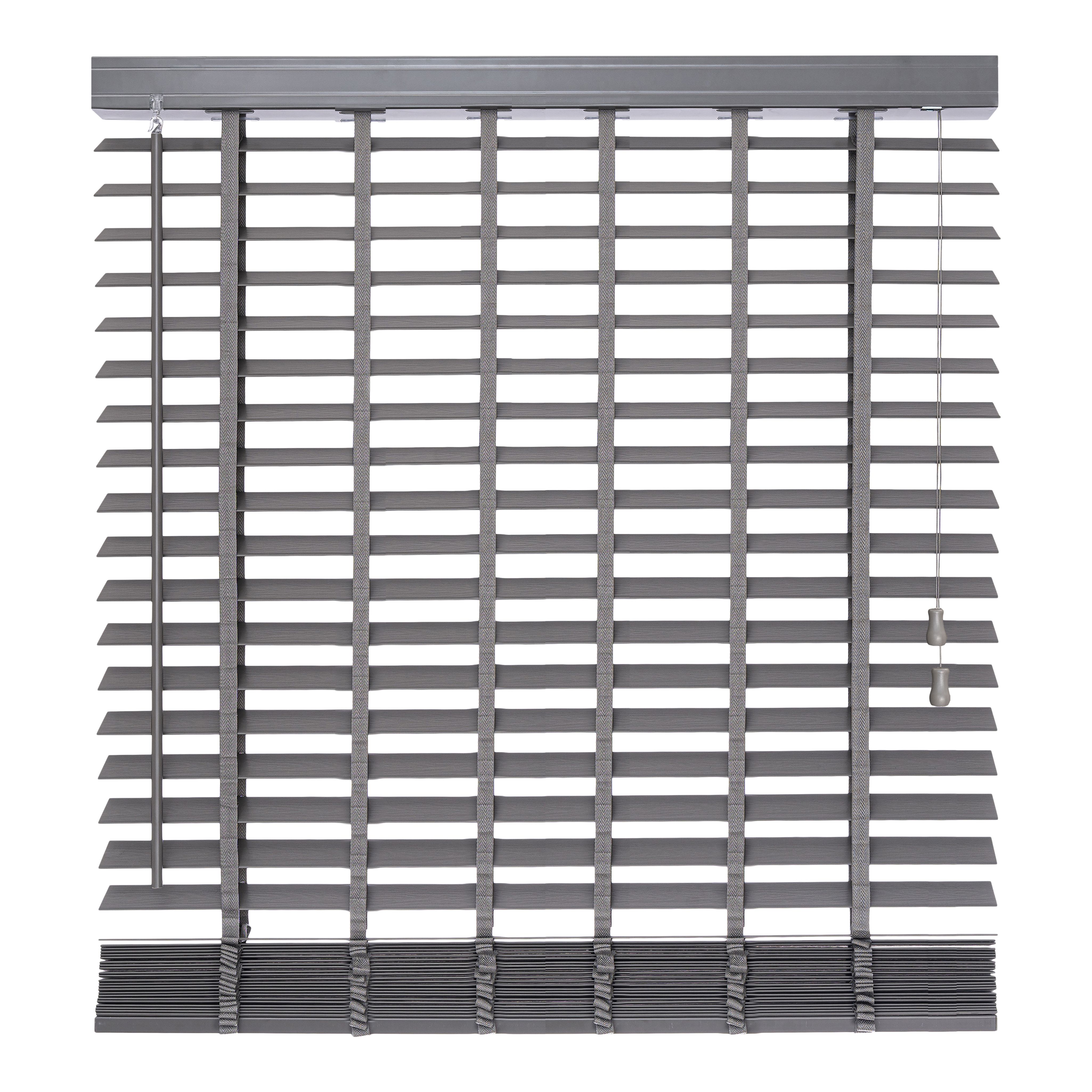 Lone Grey Woodgrain effect PVC Venetian Blind (W)180cm (L)180cm