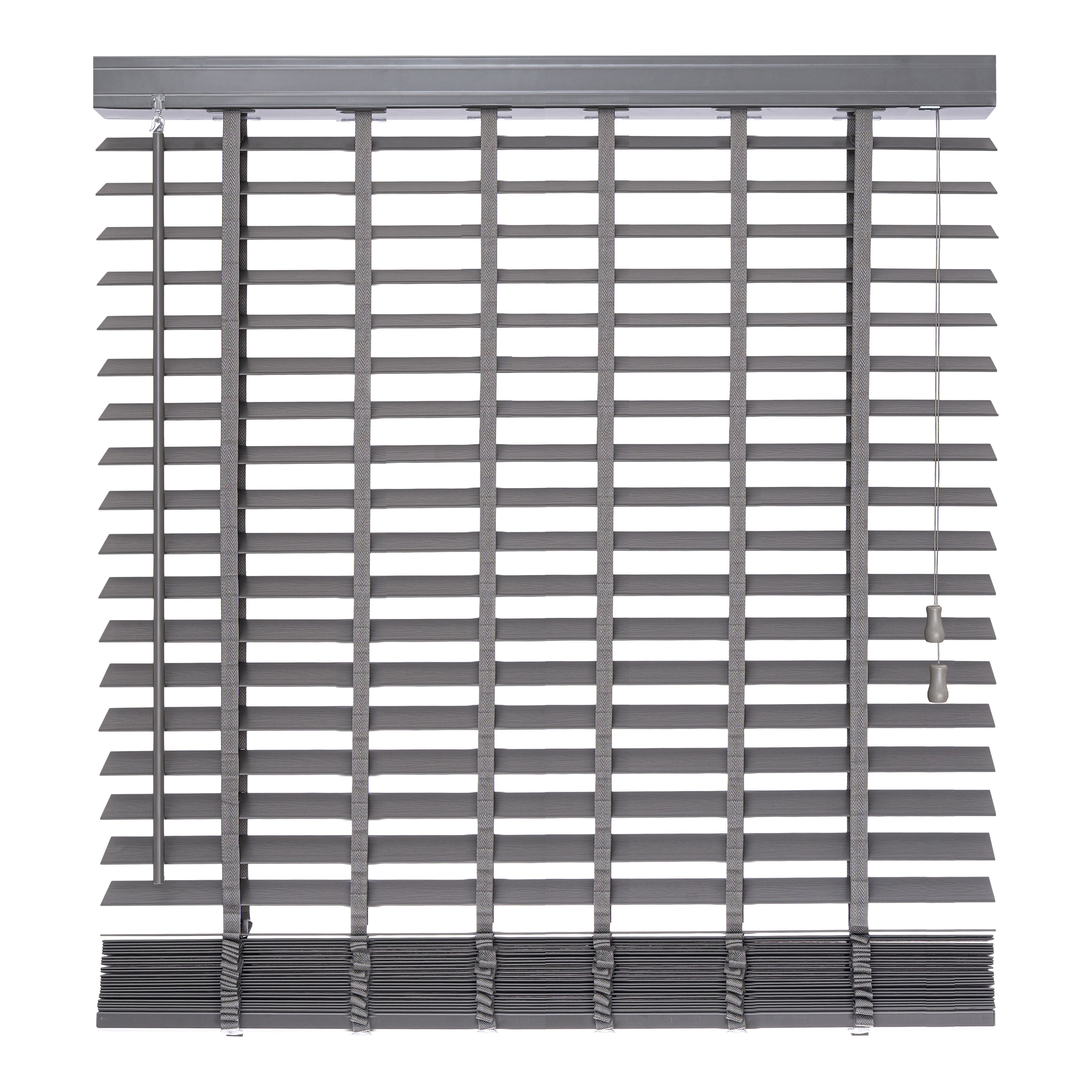 Lone Grey Woodgrain effect PVC Venetian Blind (W)180cm (L)180cm