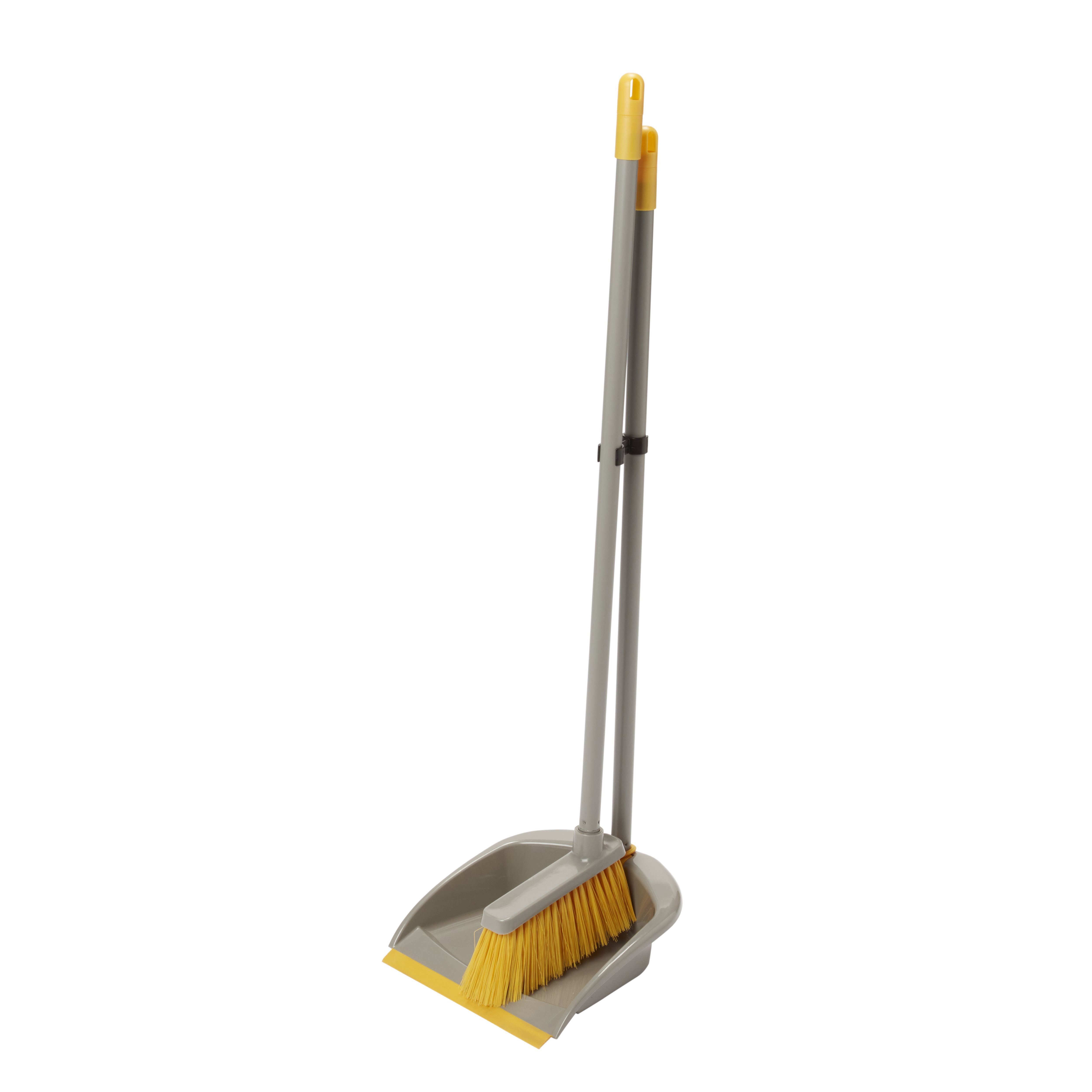 Dust Pan, Long Handle, with Brush