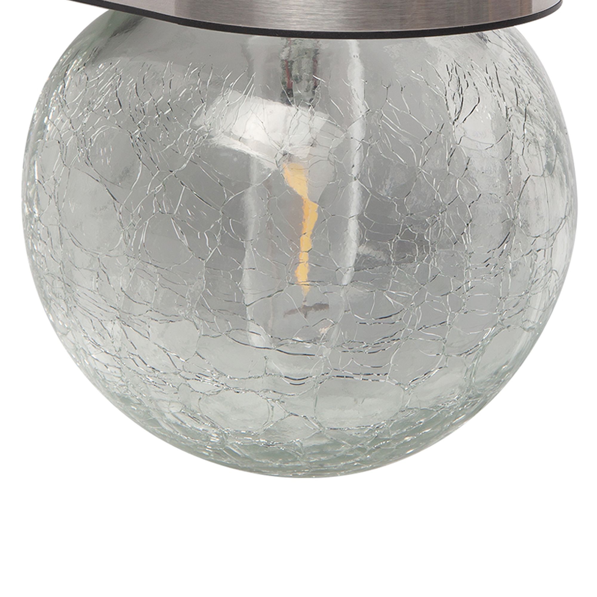 Longny Crackle glass ball Adjustable Brushed Silver effect Solar-powered Integrated LED 1.25W PIR With motion sensor Round Outdoor Wall light