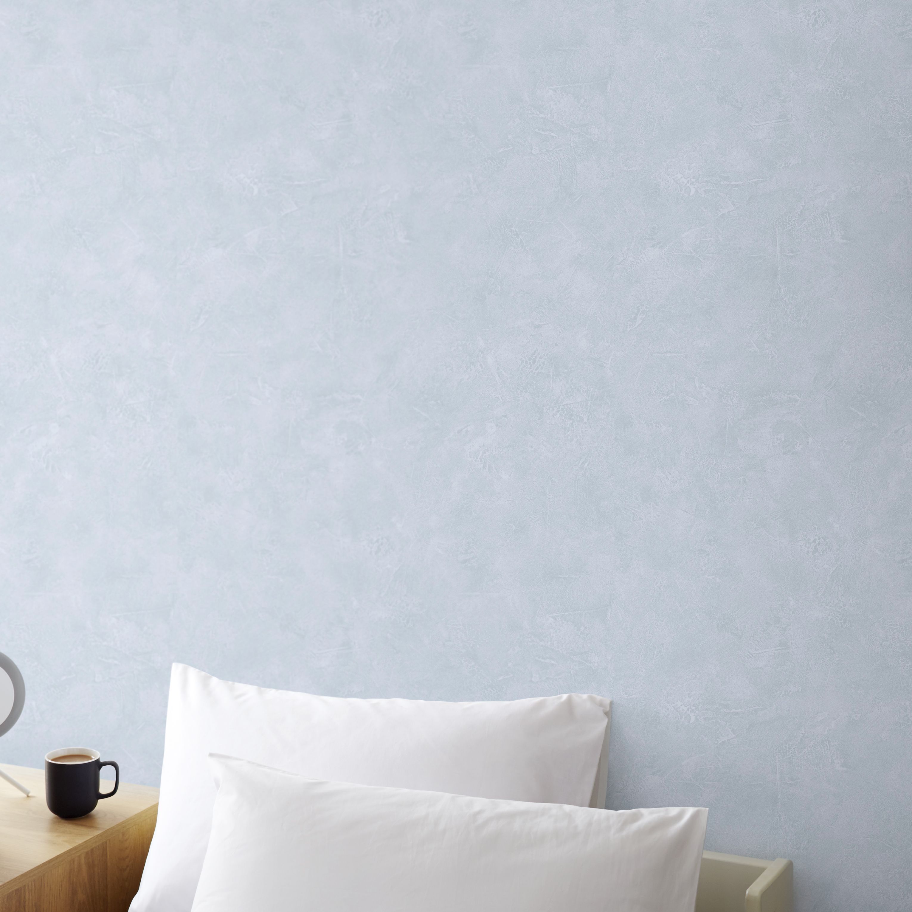 Lonrai Blue Plaster effect Shabby chic Textured Wallpaper