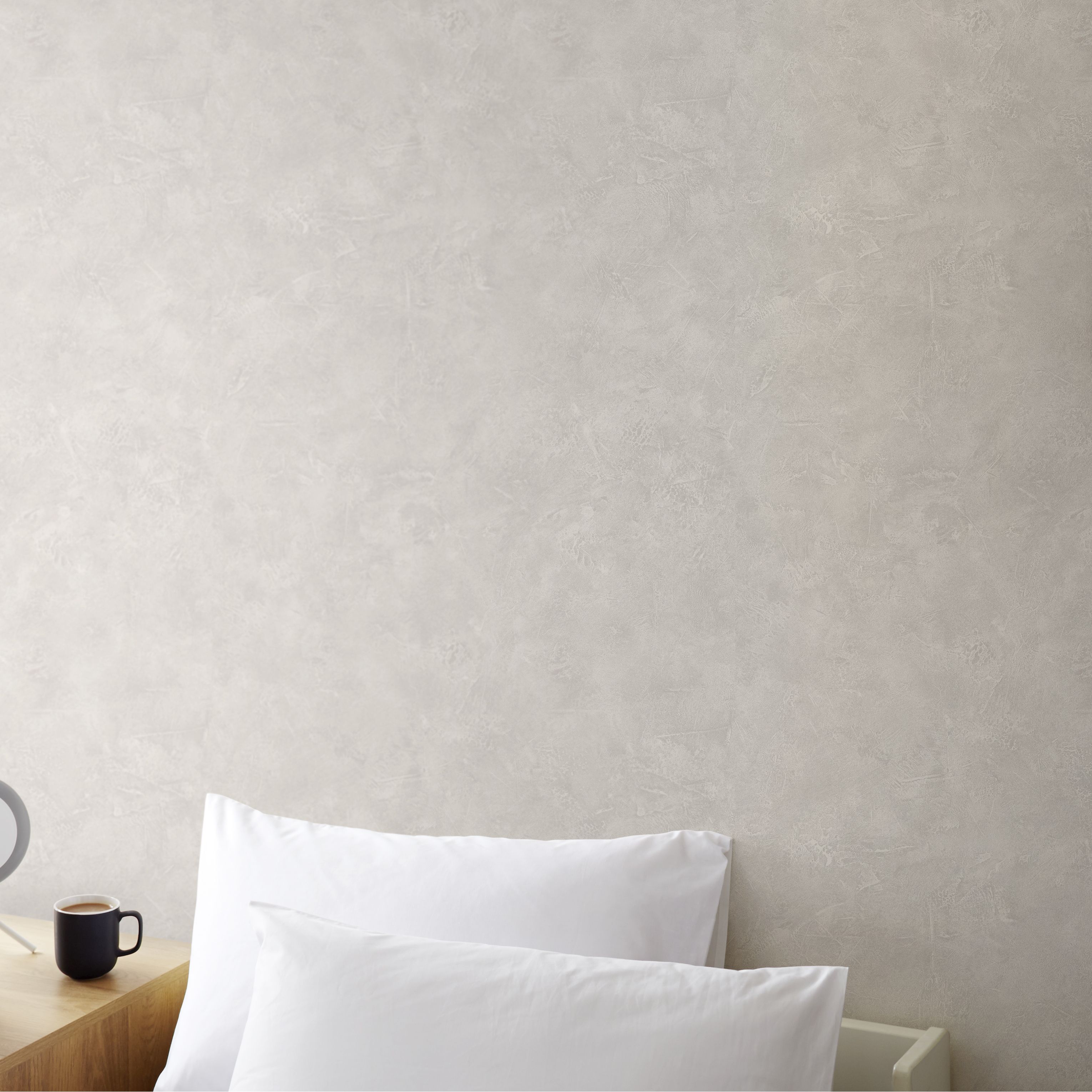 Lonrai Taupe Plaster effect Shabby chic Textured Wallpaper