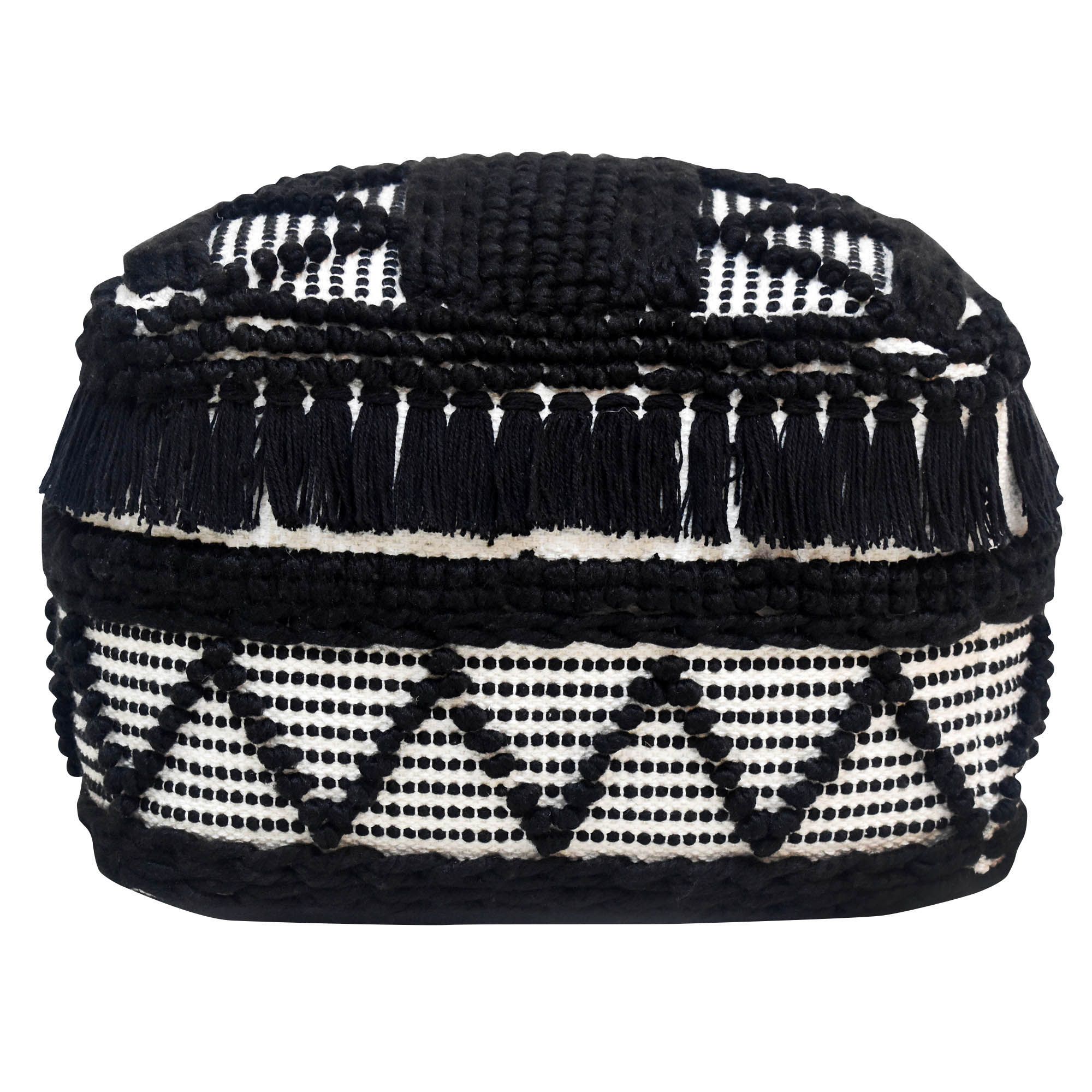 Loop Black & white Square Pouffe