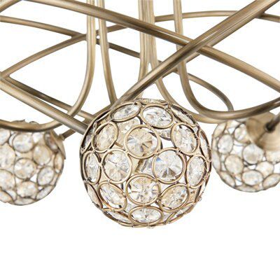 Lopez Crystal circle Brushed Acrylic & steel Bronze effect 5 Lamp Ceiling light