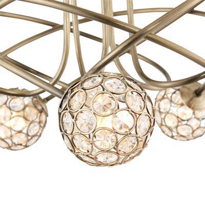 Lopez Crystal circle Brushed Acrylic & steel Bronze effect 5 Lamp Ceiling light