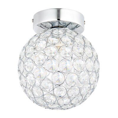 Lopez Crystal circle Brushed Glass & metal chrome effect LED Ceiling light