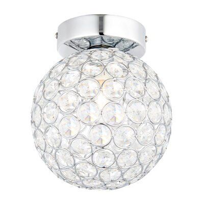 Lopez Crystal circle Brushed Glass & metal chrome effect LED Ceiling light