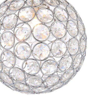 Lopez Crystal circle Brushed Glass & metal chrome effect LED Ceiling light