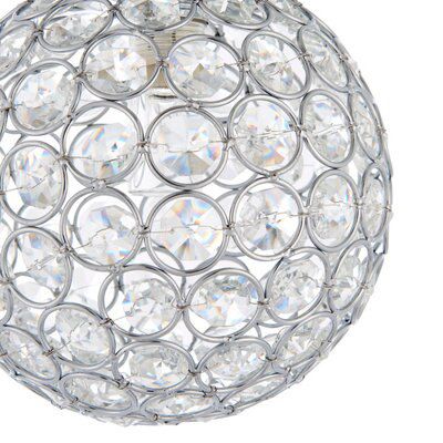 Lopez Crystal circle Brushed Glass & metal chrome effect LED Ceiling light