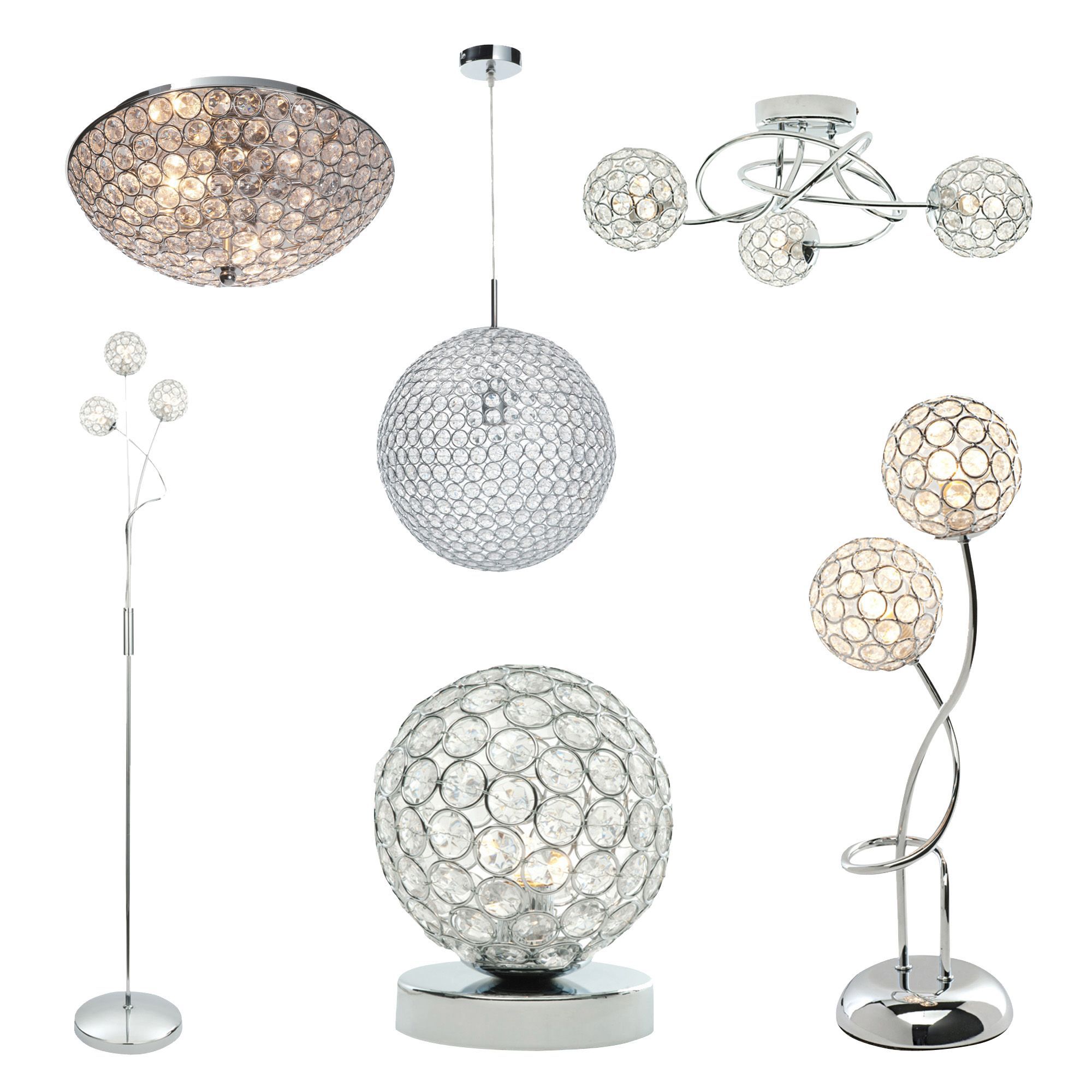 Lopez Pendant chrome effect Pendant ceiling light, (Dia)350mm