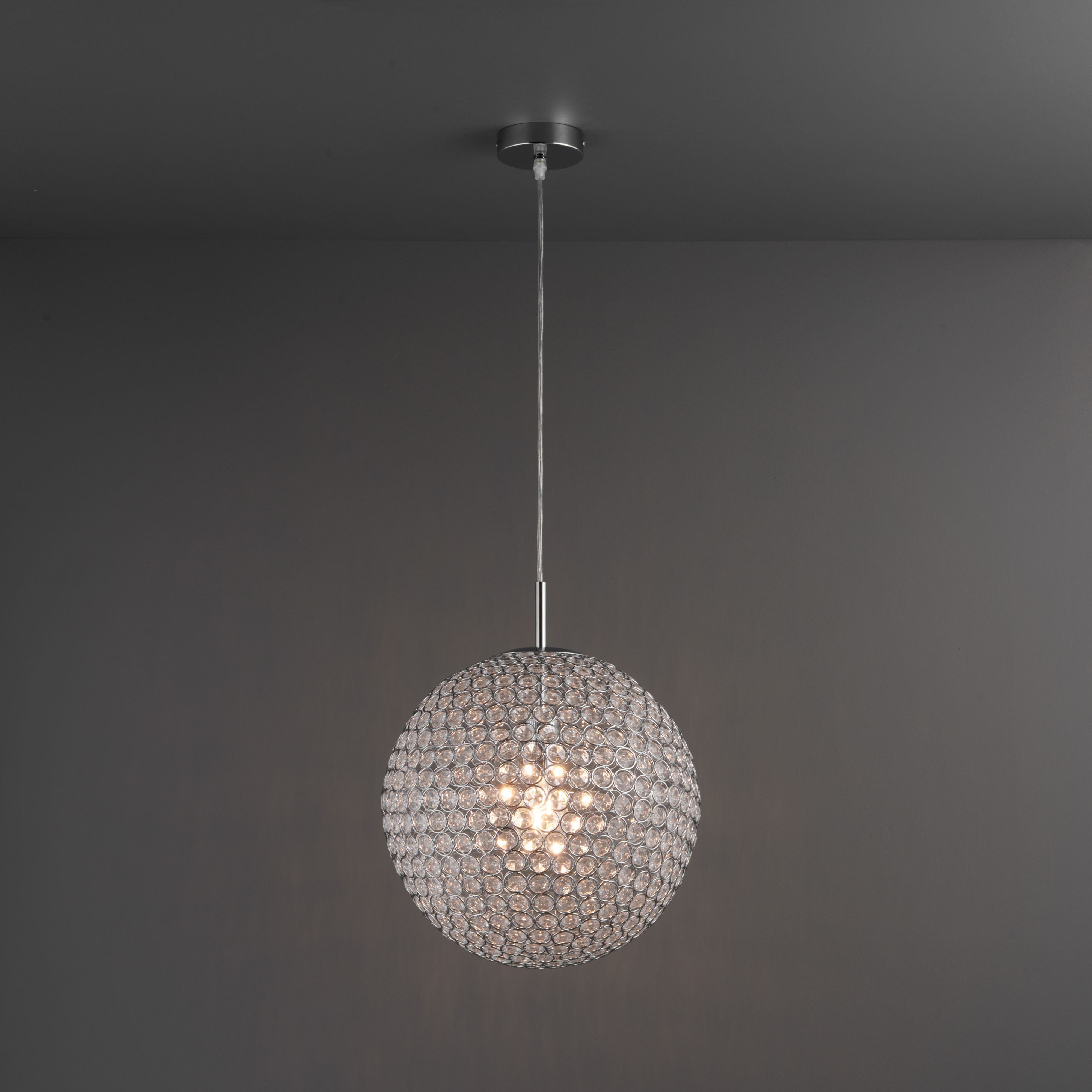 Lopez Pendant chrome effect Pendant ceiling light, (Dia)350mm