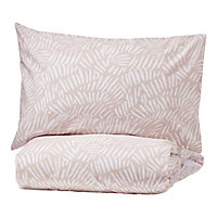 Lottie Printed Pink & white Double Duvet cover & pillow case set
