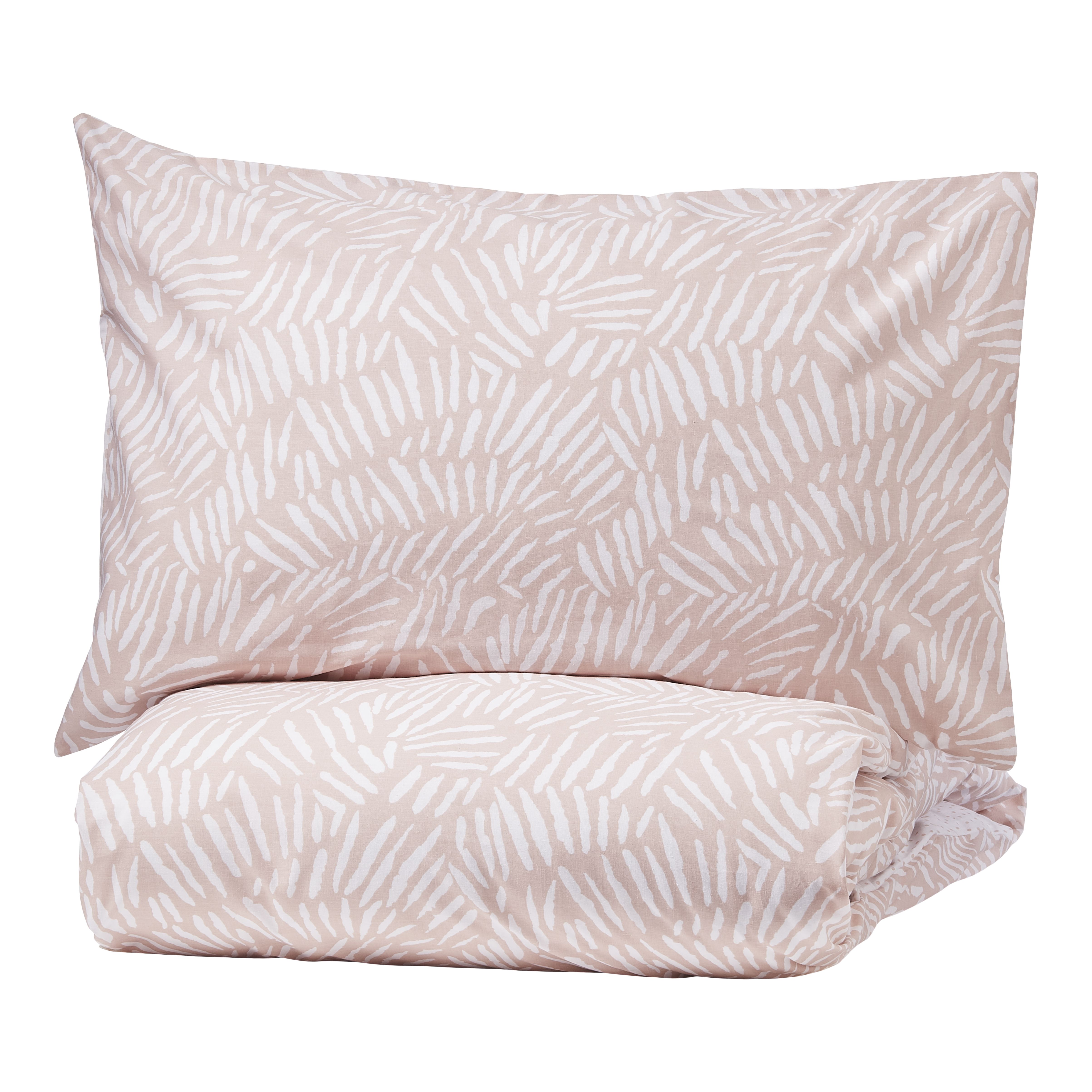 Lottie Printed Pink & white Double Duvet cover & pillow case set