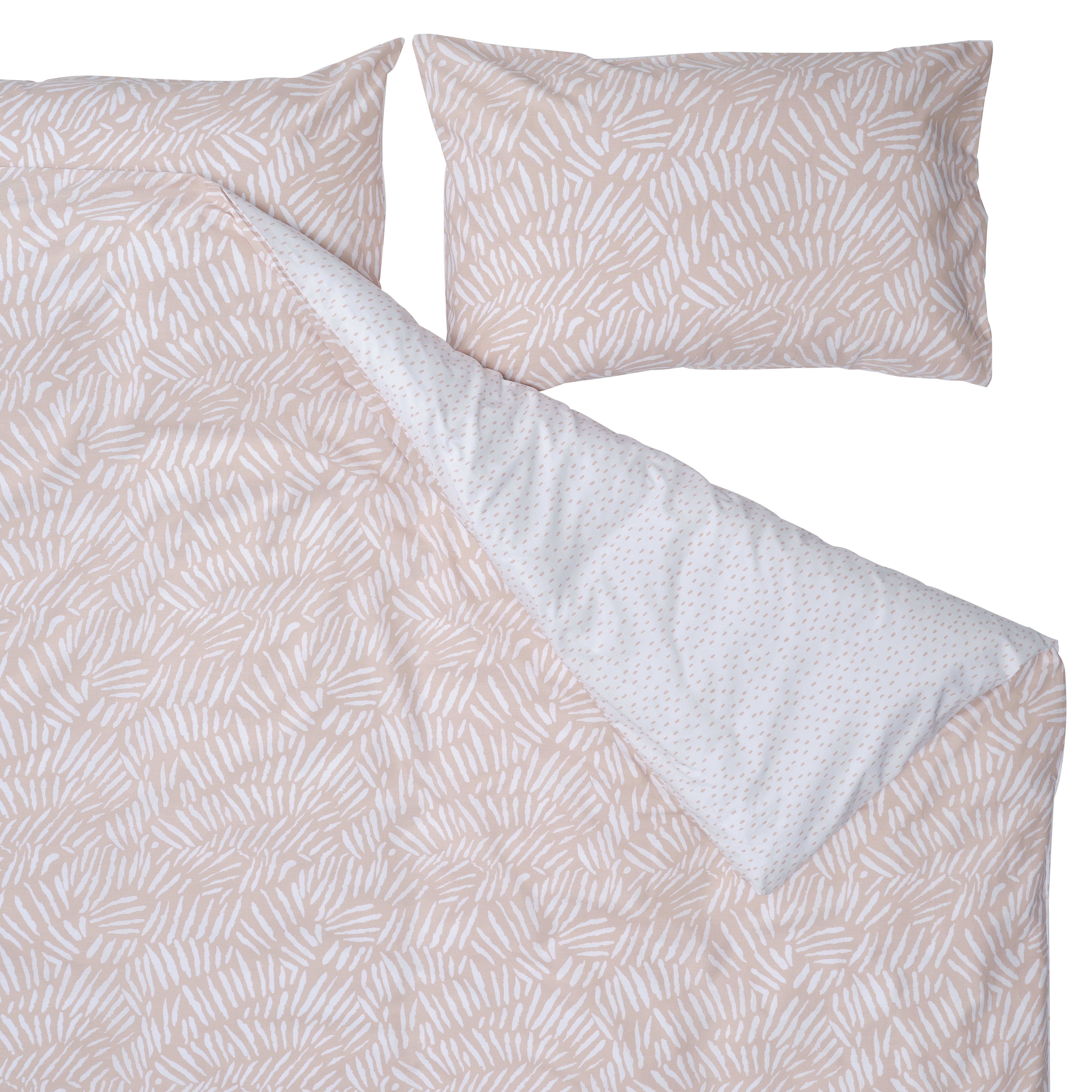 Lottie Printed Pink & white King Duvet cover & pillow case set