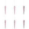 Lotus pink Plastic Icicle Hanging decoration set, Pack of 6