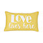 Love Yellow Letters Indoor Cushion (L)50cm x (W)30cm