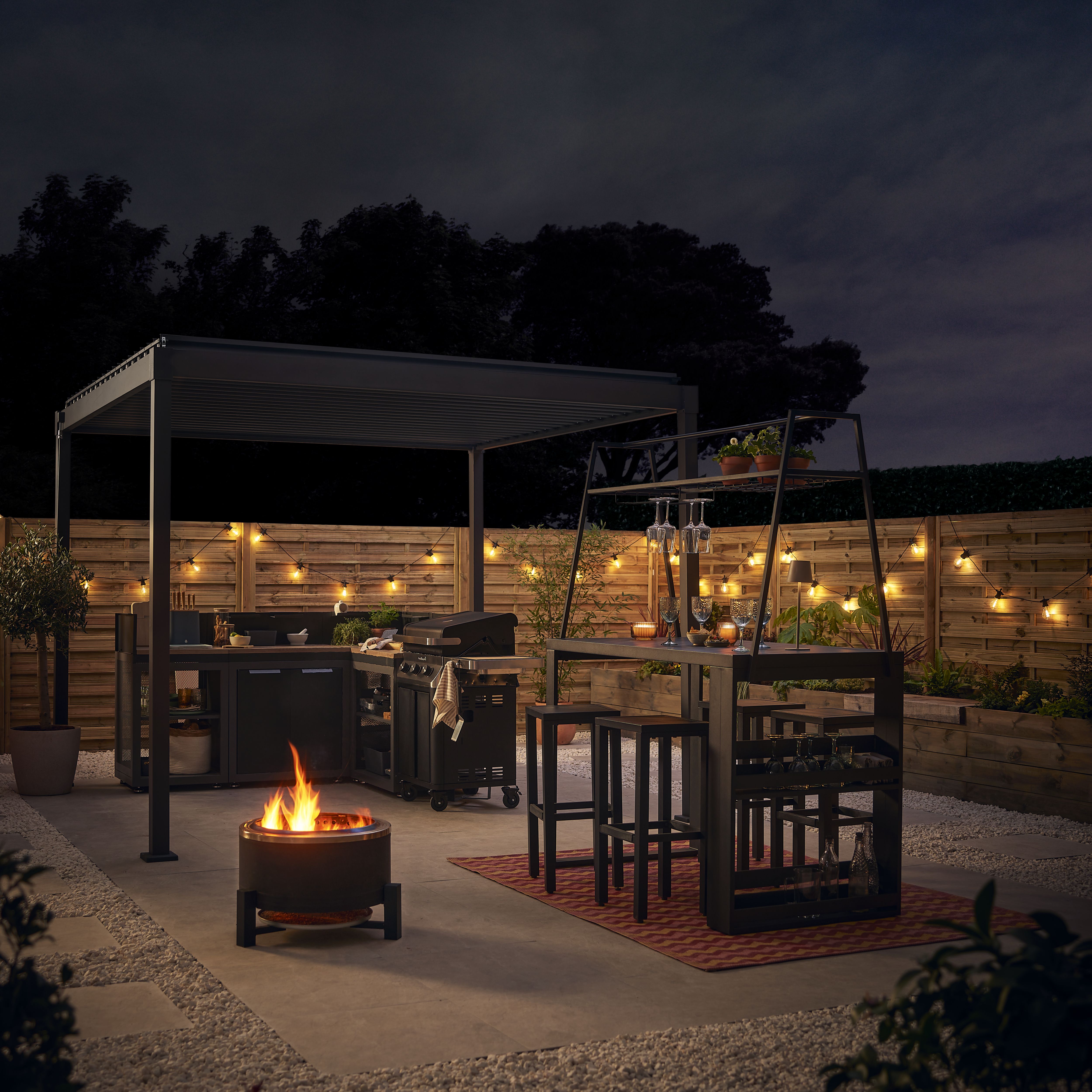 Low smoke Steel Matt Black Round Firepit